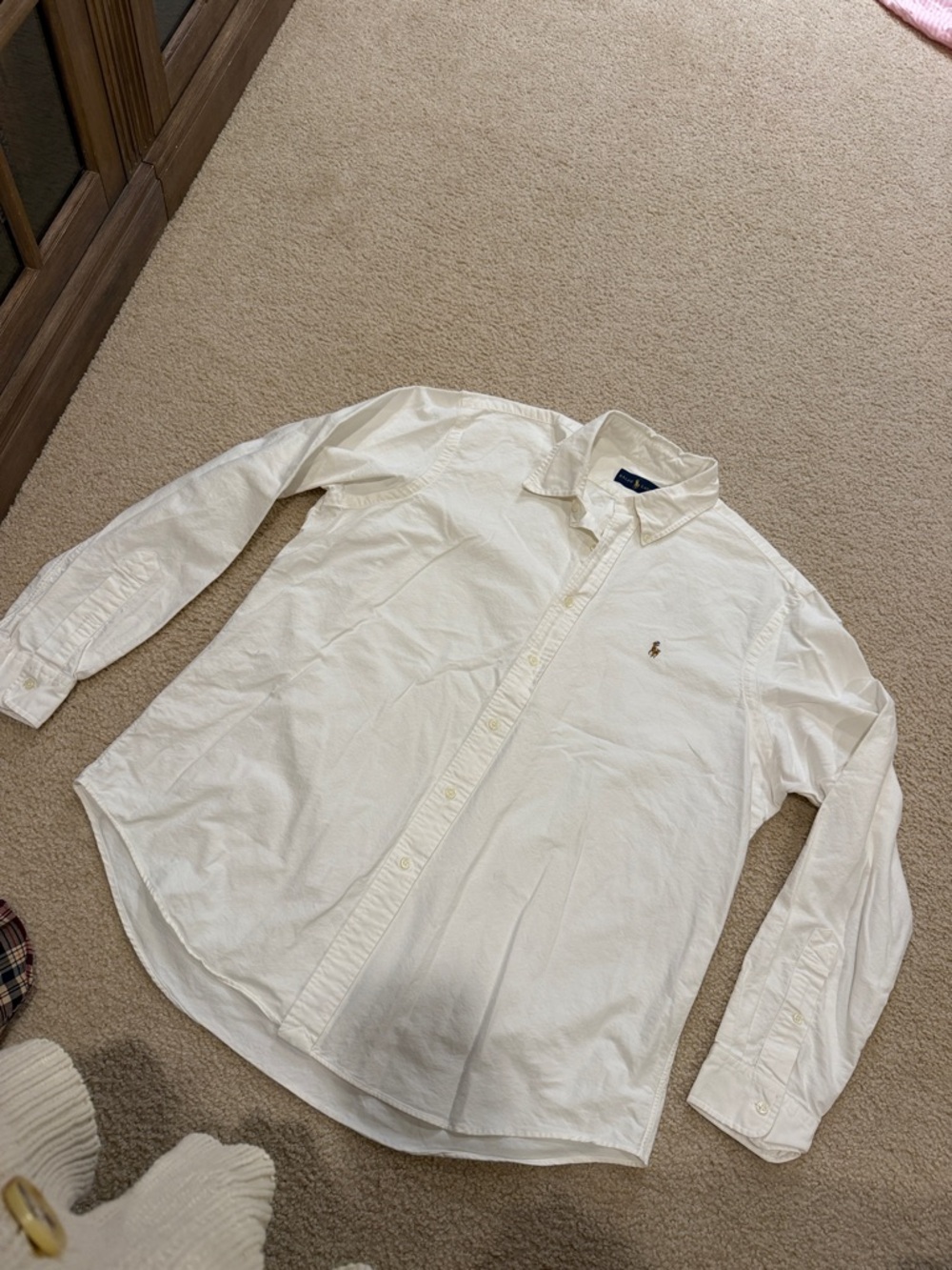 Ralph Lauren Men's Off-White Button-Down Shirt with Polo Logo